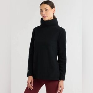 Women's Dudley Stephens Vello Fleece Tunic Turtleneck XS Black Pockets‎ Stretch